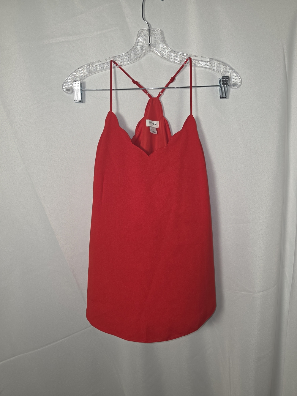 J. Crew Red Scalloped V-Neck Racerback Camisole